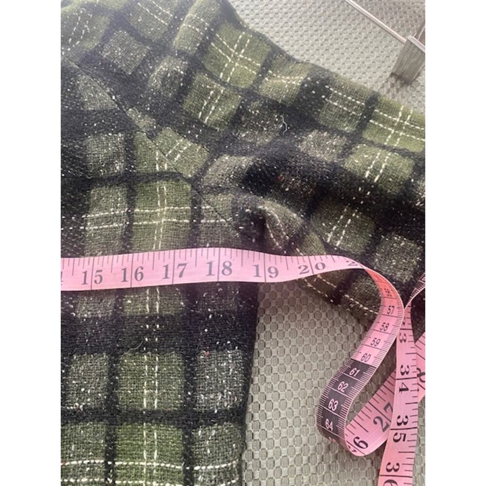 Vintage Handmade Wool Plaid Tunic Dress Green Black Lined Shift Dress - Picture 5 of 6